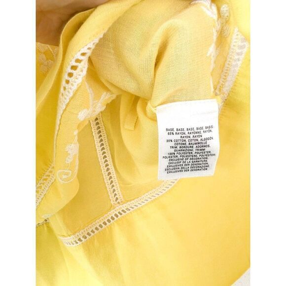 Anthropologie Moulinette Soeurs Yellow Blouse with White Embroidery Size 0 - Picture 4 of 7